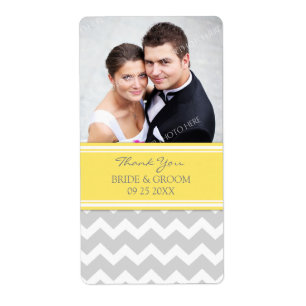 Lemon Gray Zickzack Foto Wedding Labels