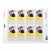 Lemon Gray Zickzack Foto Wedding Labels (Vorne)