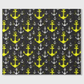 Lemon Green Anchor mit schwarzem Hintergrund Geschenkpapier (Flach)