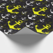 Lemon Green Anchor mit schwarzem Hintergrund Geschenkpapier (Ecke)