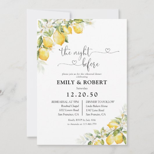 Lemon Green Citrus Die Nacht vor der Einladung (Vorderseite)