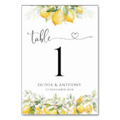 Lemon Green Citrus Hochzeiten Tischnummern (Rückseite)