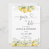 Lemon Green Citrus Save the Date Card (Vorderseite)