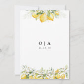 Lemon Green Citrus Save the Date Card (Rückseite)