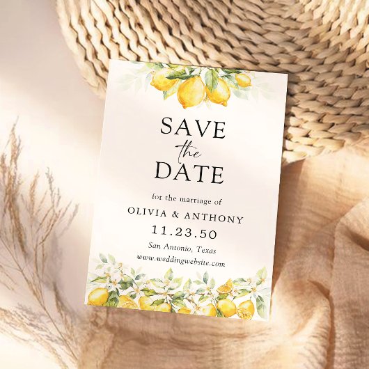 Lemon Green Citrus Save the Date Card