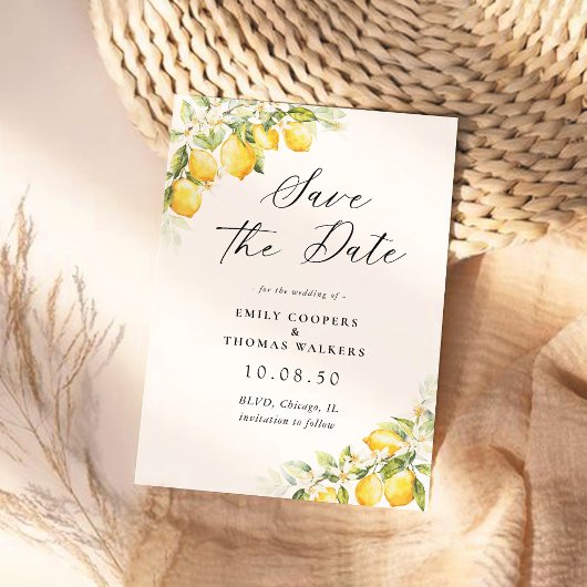 Lemon Green Citrus Save the Date Card