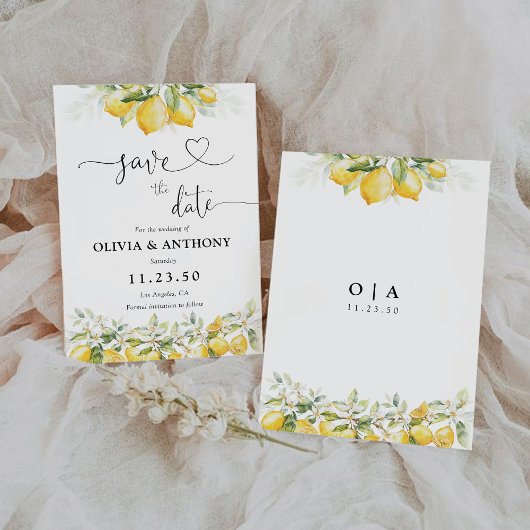 Lemon Green Citrus Save the Date Card