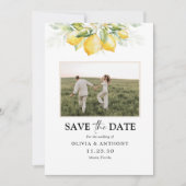 Lemon Green Citrus Save the Date mit Foto (Vorderseite)