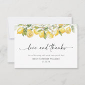 Lemon Green Citrus Wedding Danke Card (Vorderseite)