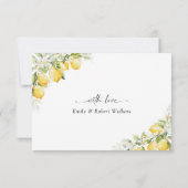 Lemon Green Citrus Wedding danke Ihnen Karten (Rückseite)