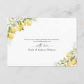Lemon Green Citrus Wedding Details Card Begleitkarte (Rückseite)