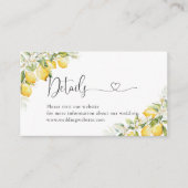 Lemon Green Citrus Wedding Details Card Begleitkarte (Vorderseite)