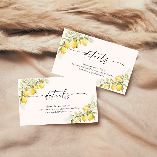 Lemon Green Citrus Wedding Details Card Begleitkarte