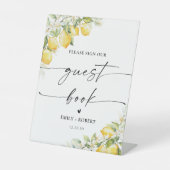 Lemon Green Citrus Wedding Guest Book Sign Sockelschild (Vorderseite)