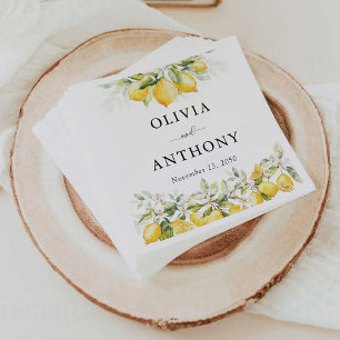 Lemon Green Citrus Wedding Napkin Serviette