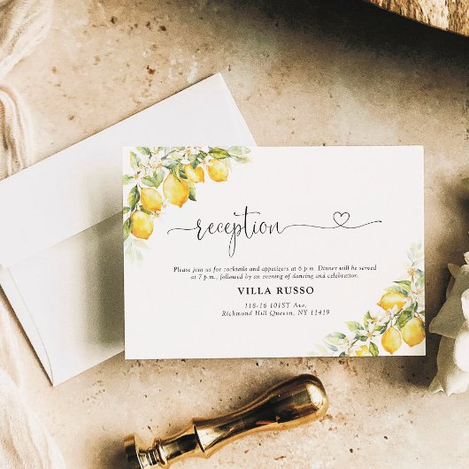 Lemon Green Citrus Wedding Reception Card Begleitkarte