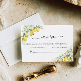 Lemon Green Citrus Wedding RSVP Card Karte