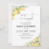 Lemon Green Citrus Wir sind Verlobte Einladung (Vorderseite)