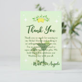Lemon Green Cocktail Party Brautparty Dankeskarte (Stehend Vorderseite)