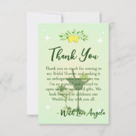 Lemon Green Cocktail Party Brautparty Dankeskarte