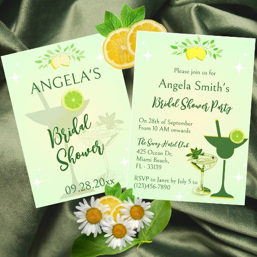 Lemon Green Cocktail Party Brautparty Einladung