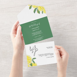 Lemon Green Elegante Watercolor Kunstvoll wandern All In One Einladung
