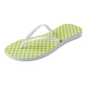 Lemon Green Gingham Design Flip Flops Badesandalen (Schrägansicht)