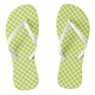Lemon Green Gingham Design Flip Flops Badesandalen