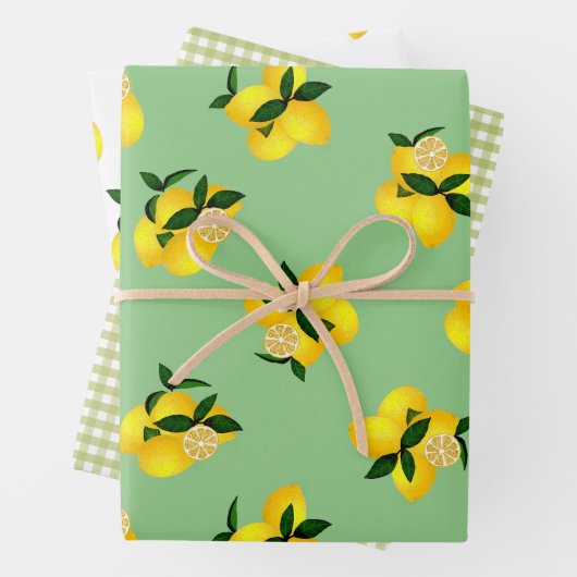 Lemon Green Gingham Geschenkpapier Set (Beispiel)