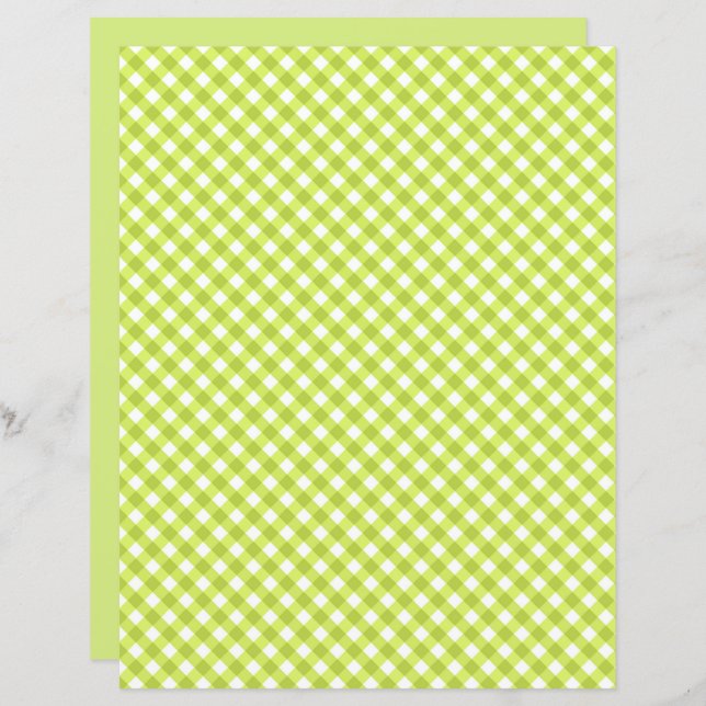 Lemon Green Gingham Scrapbook Paper (Vorne/Hinten)