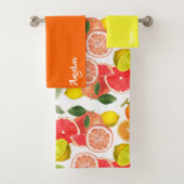 Lemon green orange citrus Pattern name Badhandtuch Set (Insitu)