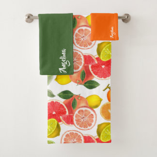 Lemon green orange citrus Pattern name Badhandtuch Set