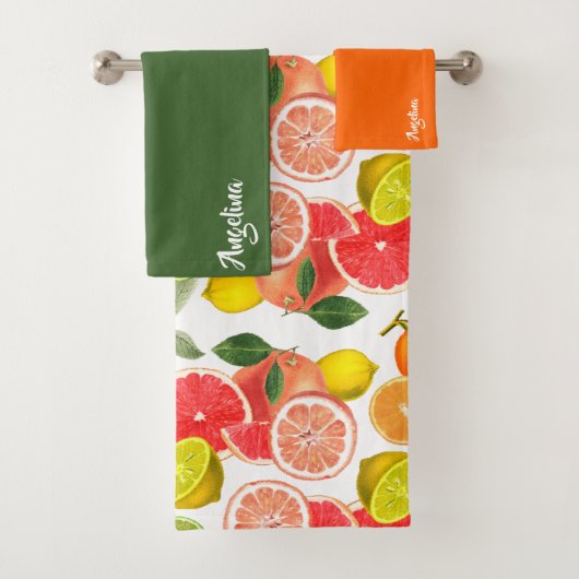 Lemon green orange citrus Pattern name Badhandtuch Set (Insitu)