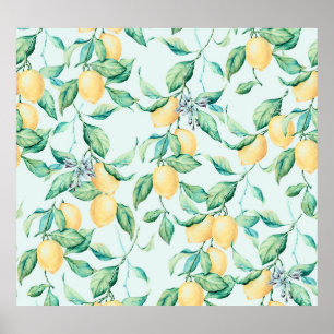 Lemon Green Watercolor: Nahtlose Romantik Poster