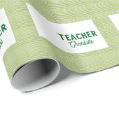 Lemon green white stripes teacher professor name c geschenkpapier (Rolleneckpunkt)