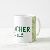 Lemon green white stripes teacher professor name c kaffeetasse (VorderseiteRechts)