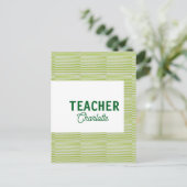 Lemon green white stripes teacher professor name c postkarte (Stehend Vorderseite)