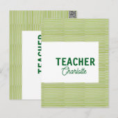 Lemon green white stripes teacher professor name c postkarte (Vorne/Hinten)