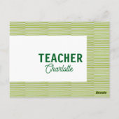 Lemon green white stripes teacher professor name c postkarte (Rückseite)