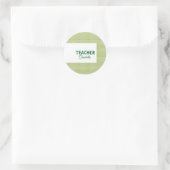 Lemon green white stripes teacher professor name c runder aufkleber (Tasche)