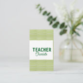 Lemon green white stripes teacher professor name c visitenkarte (Stehend Vorderseite)