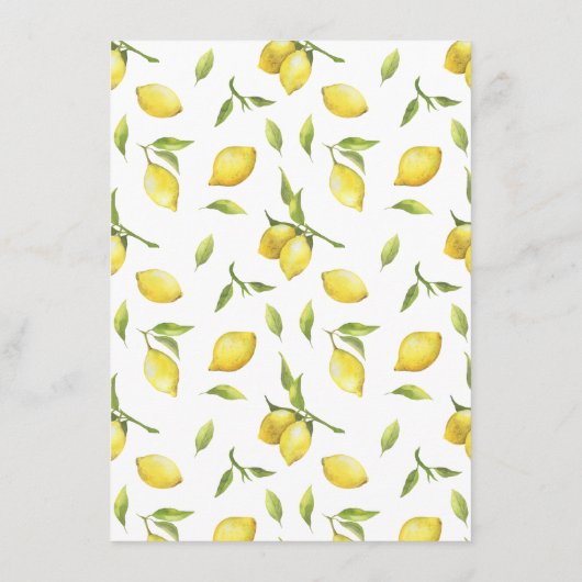 Lemon Greenerenery Garland Baby Shower Bingo Begleitkarte (Rückseite)