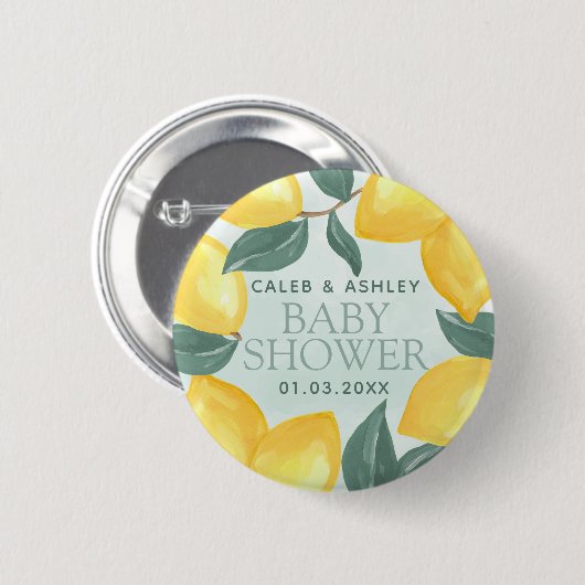 Lemon Greenery Baby Shower Button Button (Vorne & Hinten)