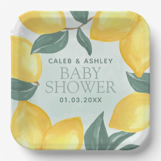 Lemon Greenery Baby Shower Paper Teller (Vorderseite)