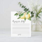Lemon Greenery Baby Shower Prayer Card (Stehend Vorderseite)