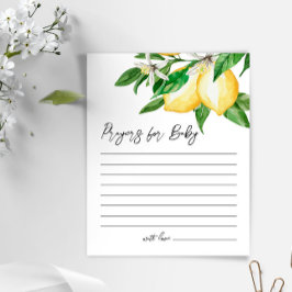 Lemon Greenery Baby Shower Prayer Card