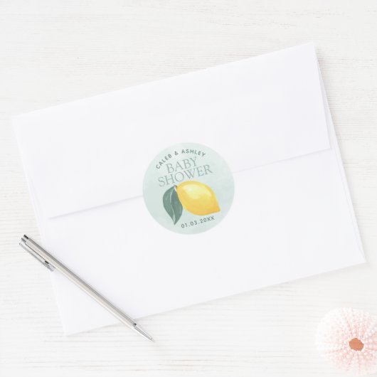 Lemon Greenery Baby Shower Sticker (Umschlag)