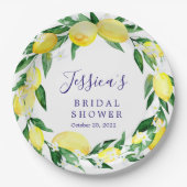 Lemon Greenery Blossom Brautparty Pappteller (Vorderseite)