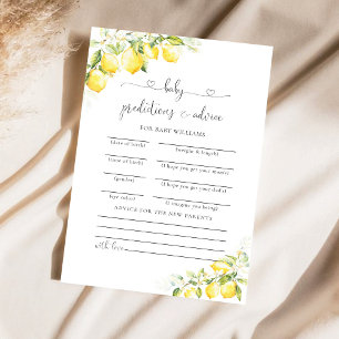Lemon Greenery Citrus Baby Shower Predictions Card