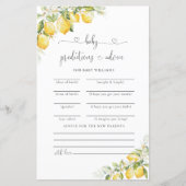 Lemon Greenery Citrus Baby Shower Predictions Card (Vorderseite)